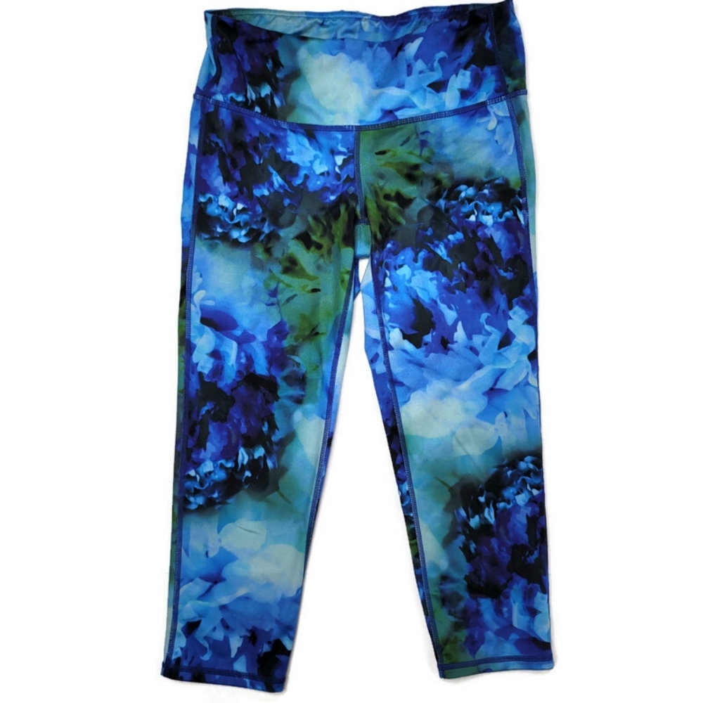Athleta green blue black Kaleidoscope running, jogging, yoga leggings size small - Picture 2 of 7